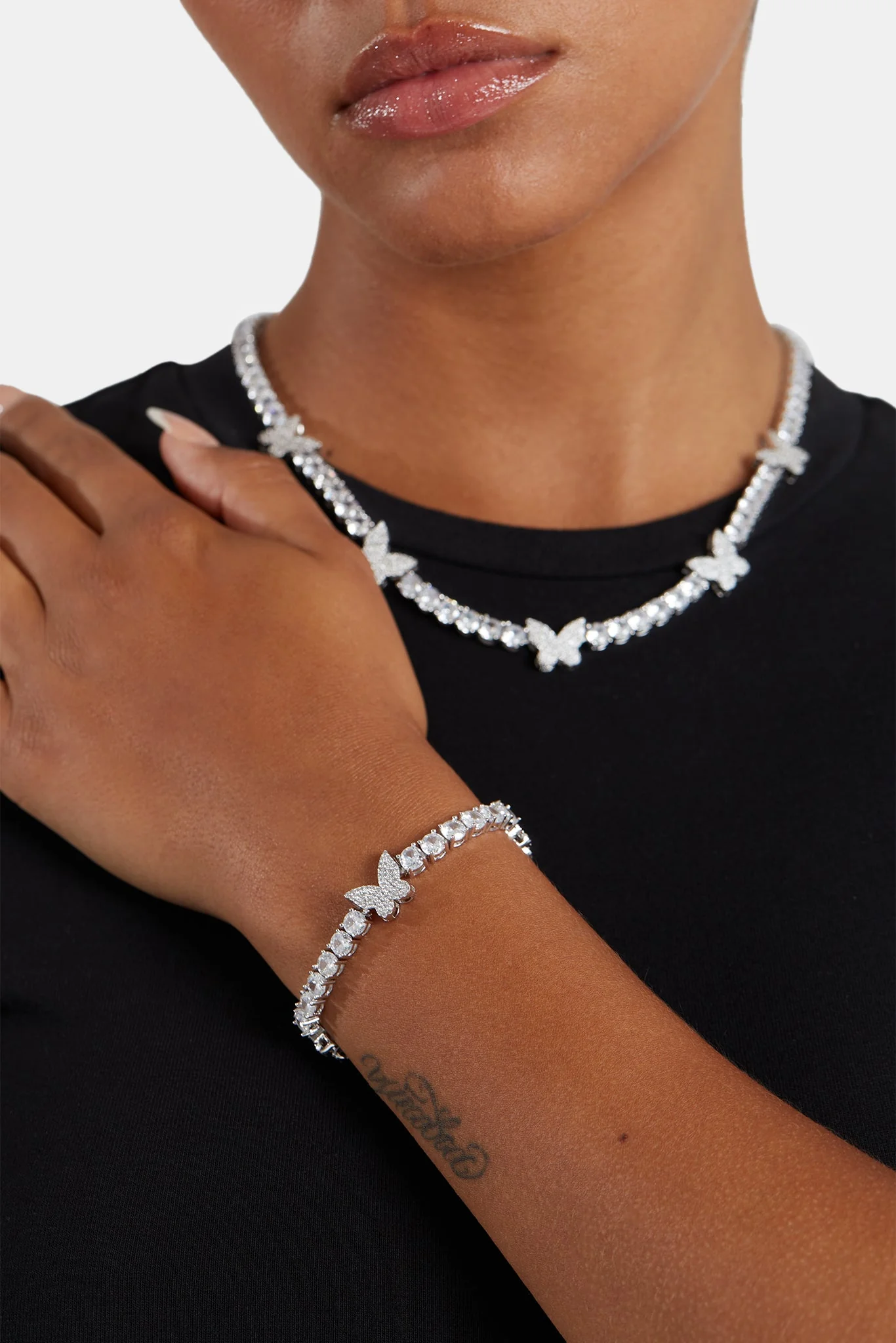 5mm Iced CZ Butterfly Tennis Necklace - Image 3