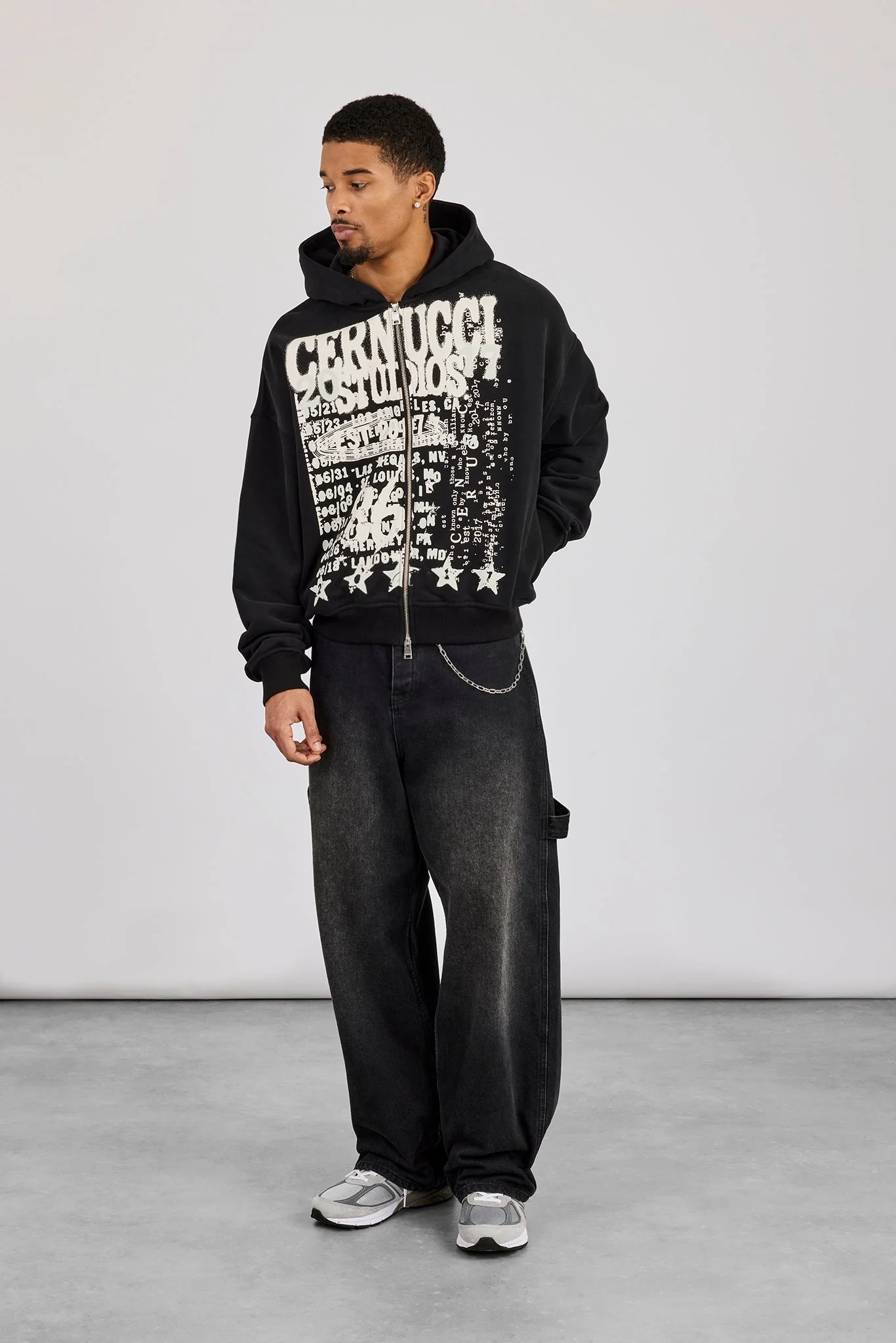 Cernucci Studios Text Print Zip Hoodie - Black - Image 4