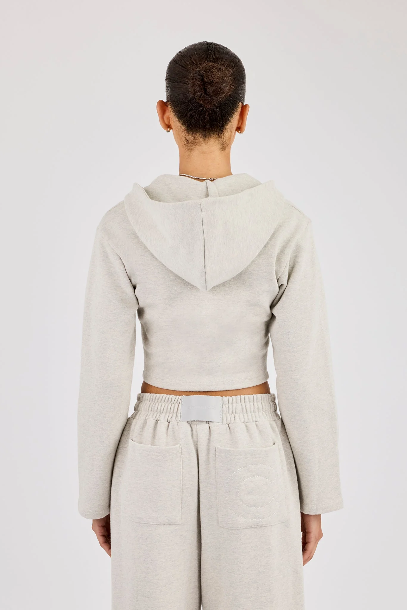 Corset Fitted Zip Hoodie - Ash Grey - Image 3