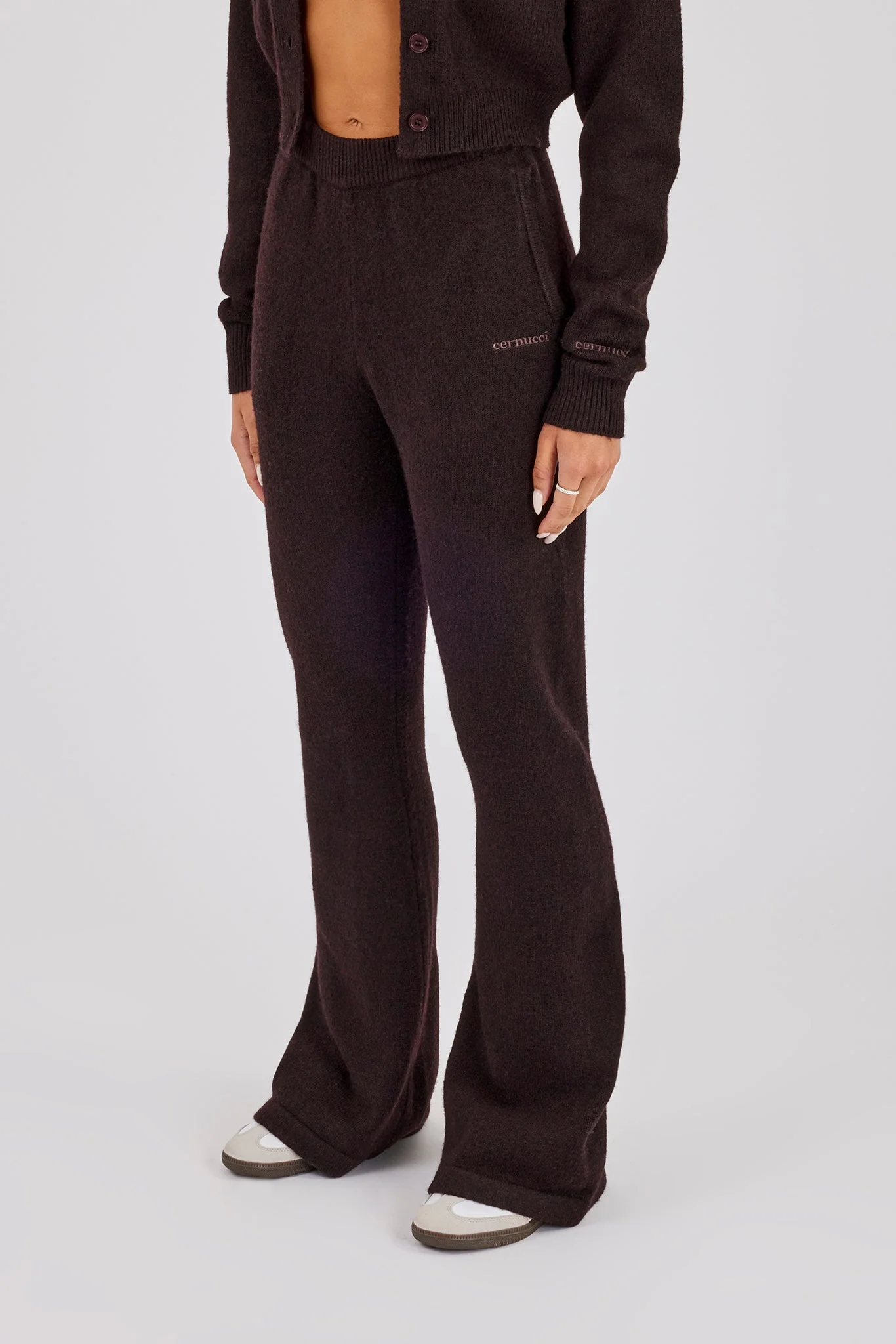 Flare Knitted Trouser - Chocolate - Image 4