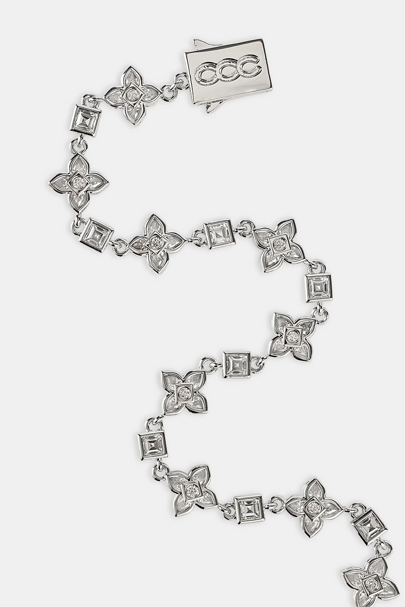 Iced Cross Motif & Square Stone Bracelet - 8mm - Image 3