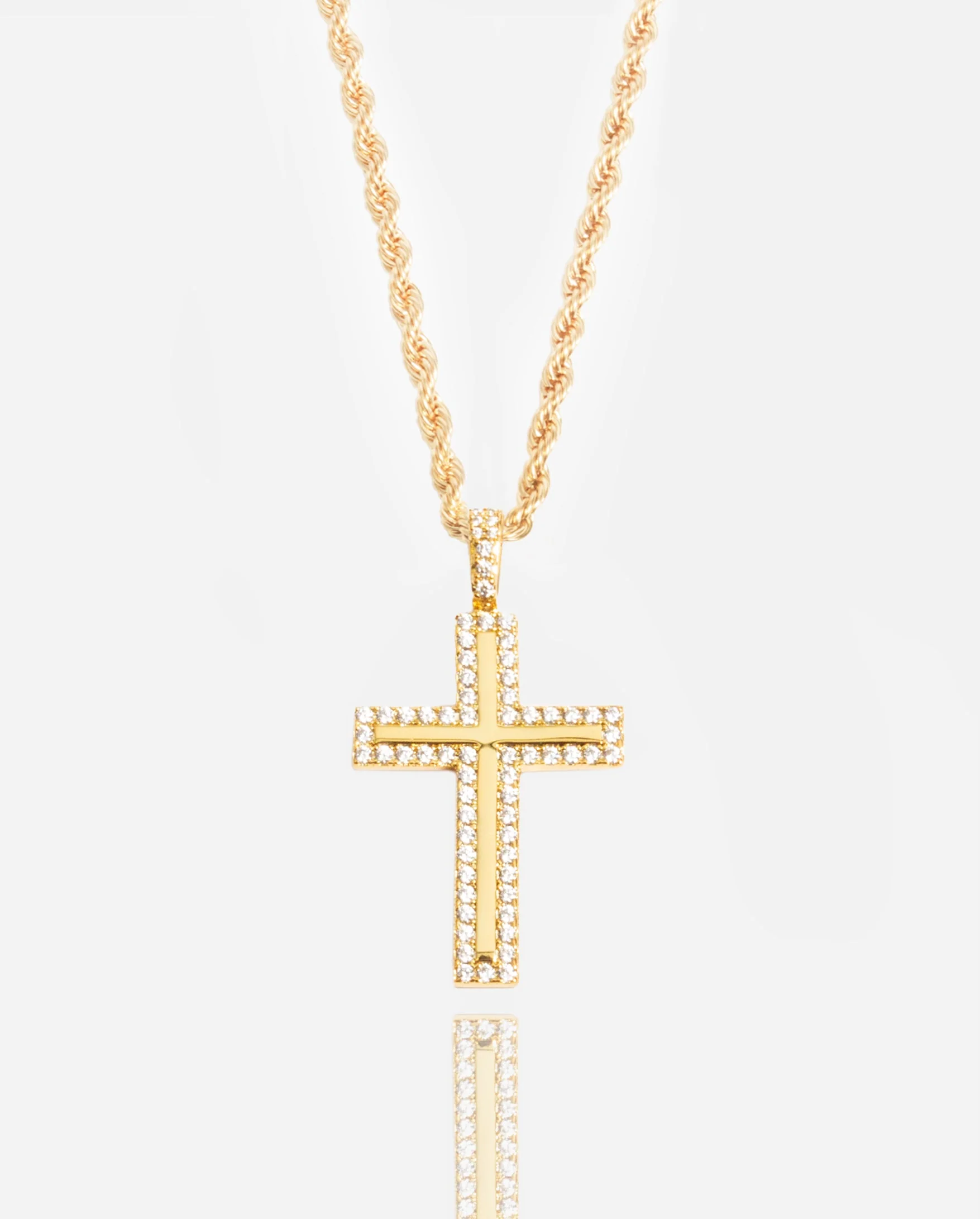 Iced Cross Pendant - Gold - Image 3