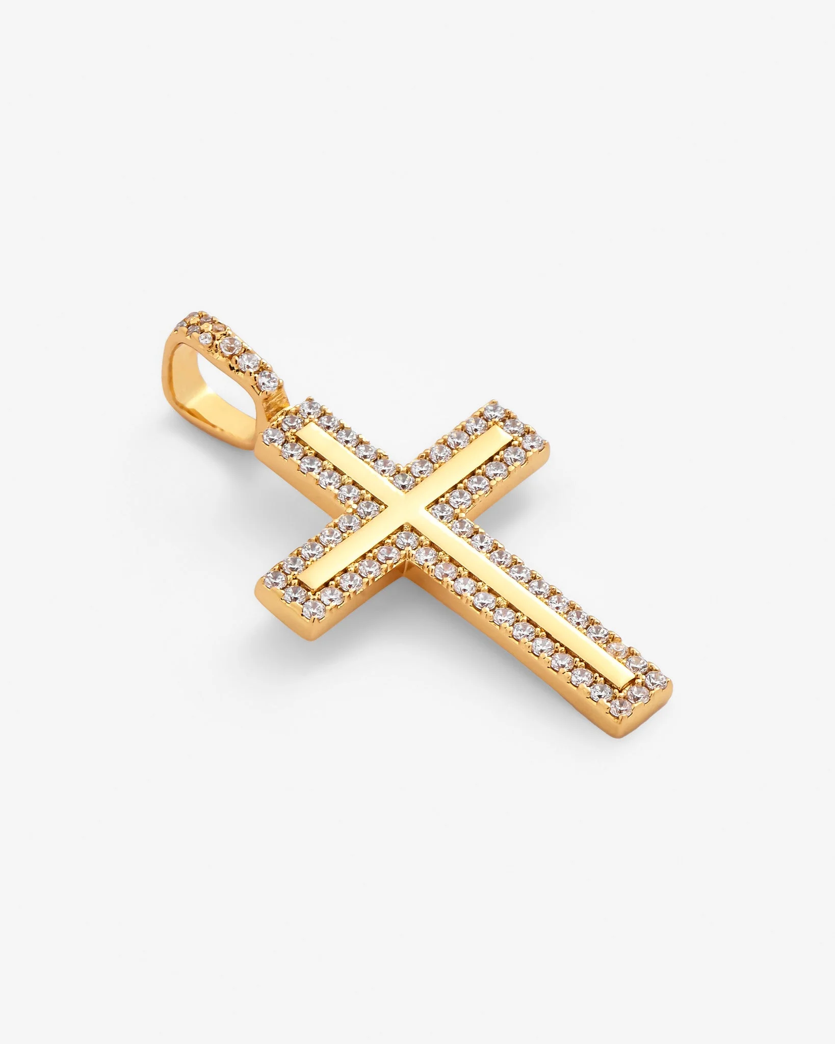 Iced Cross Pendant - Gold - Image 4