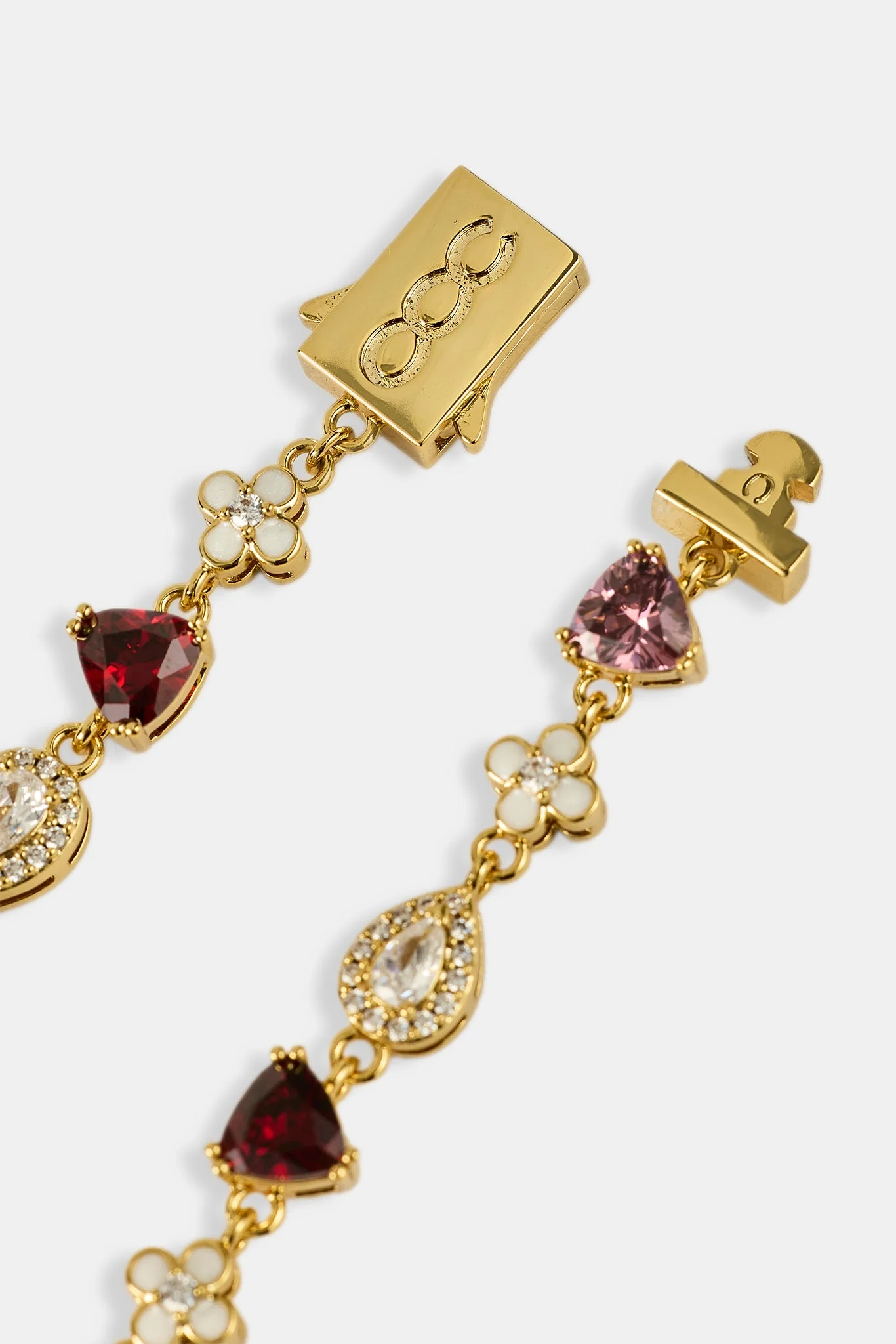 Iced Motif Pink Multi Gemstone Bracelet - 6mm - Image 3