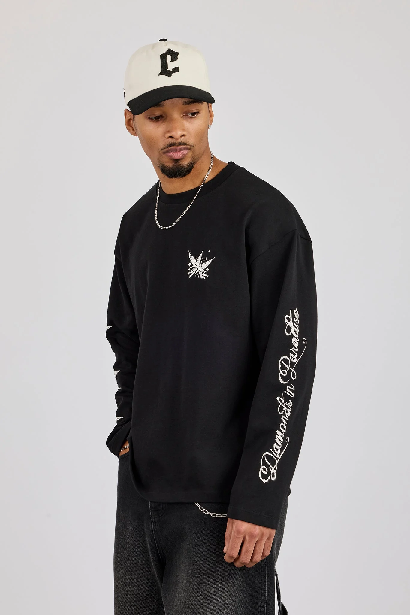 Long Sleeve Diamonds In Paradise T-Shirt - Black - Image 3