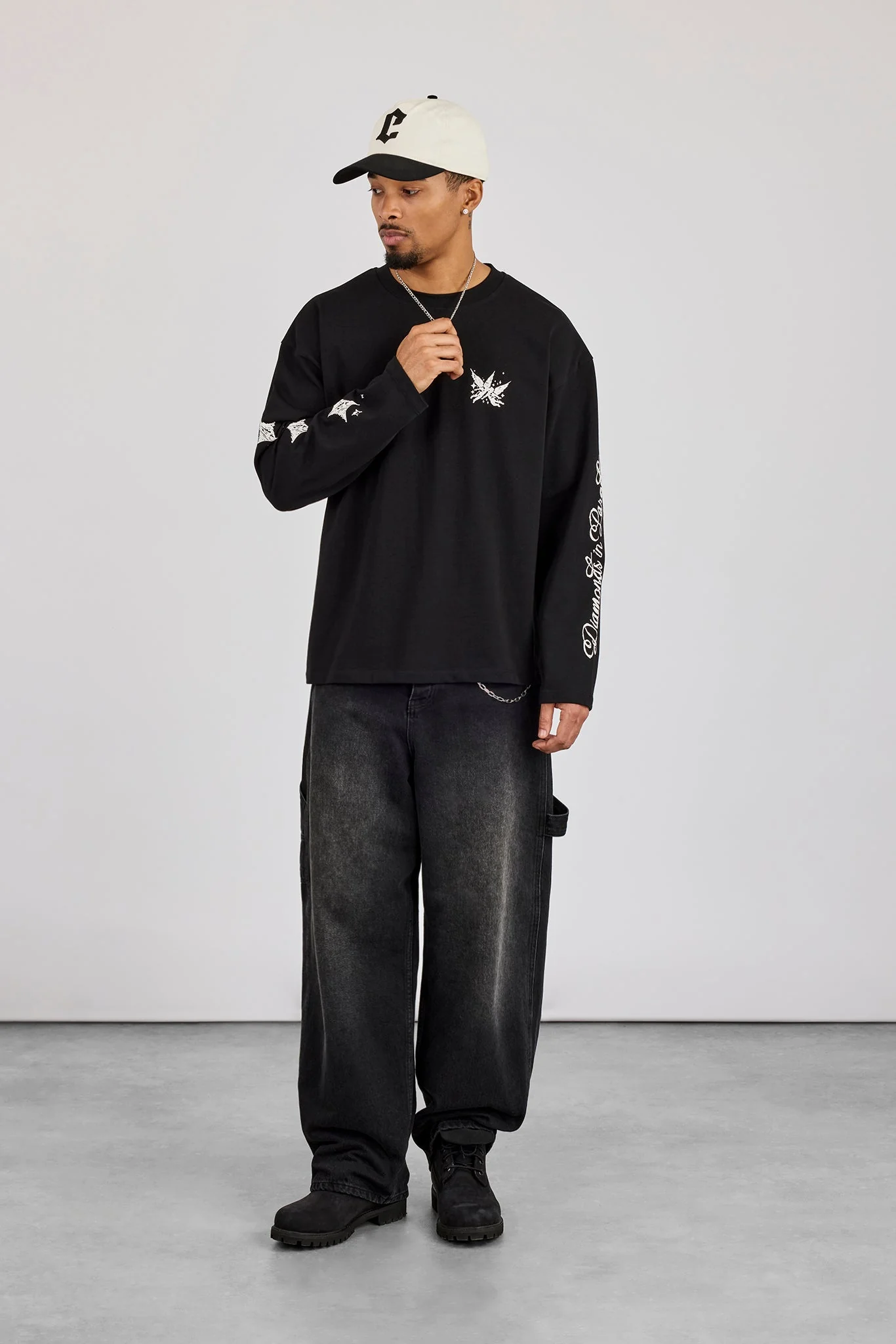 Long Sleeve Diamonds In Paradise T-Shirt - Black - Image 4