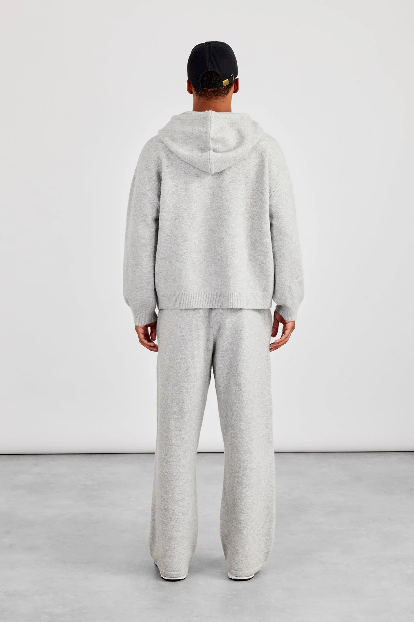 Mens C Knitted Zip Through Hoodie & Jogger - Grey - Image 4