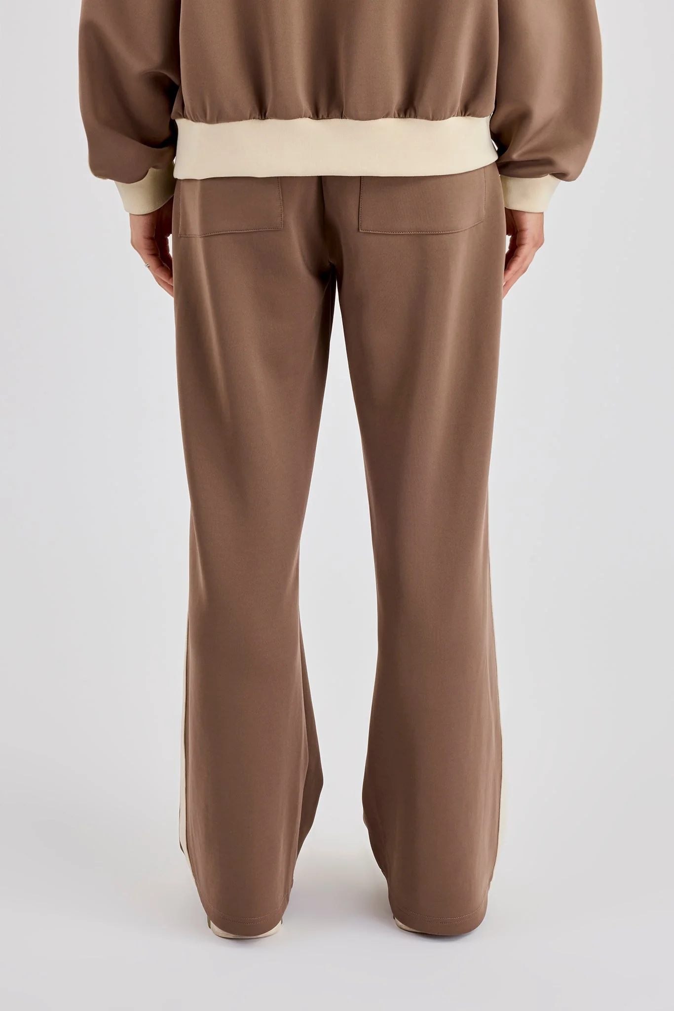 Off White Rib Contrast Track Pant - Taupe - Image 3
