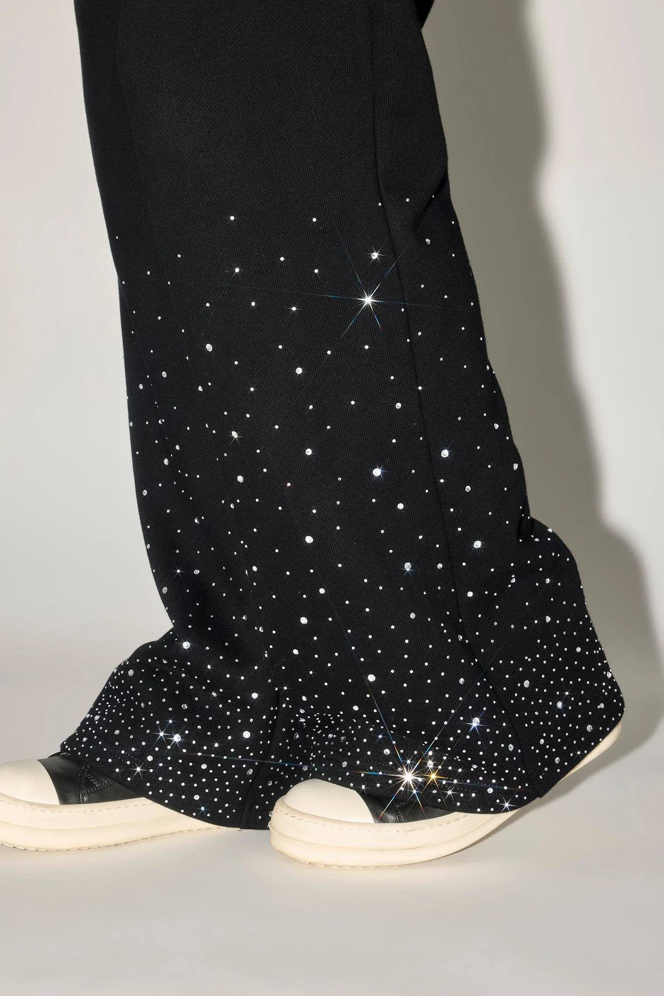 Oversized Rhinestone Zip Hoodie & Wide Leg Jogger - Black - Image 4