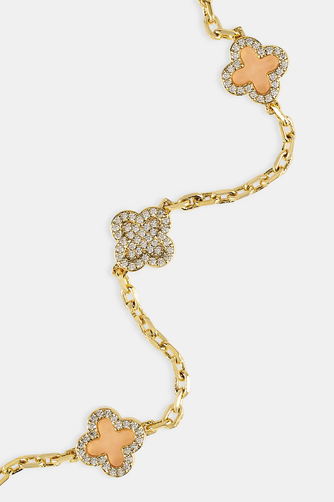 Pink Agate & Iced Motif Rolo Bracelet - 10mm - Image 3