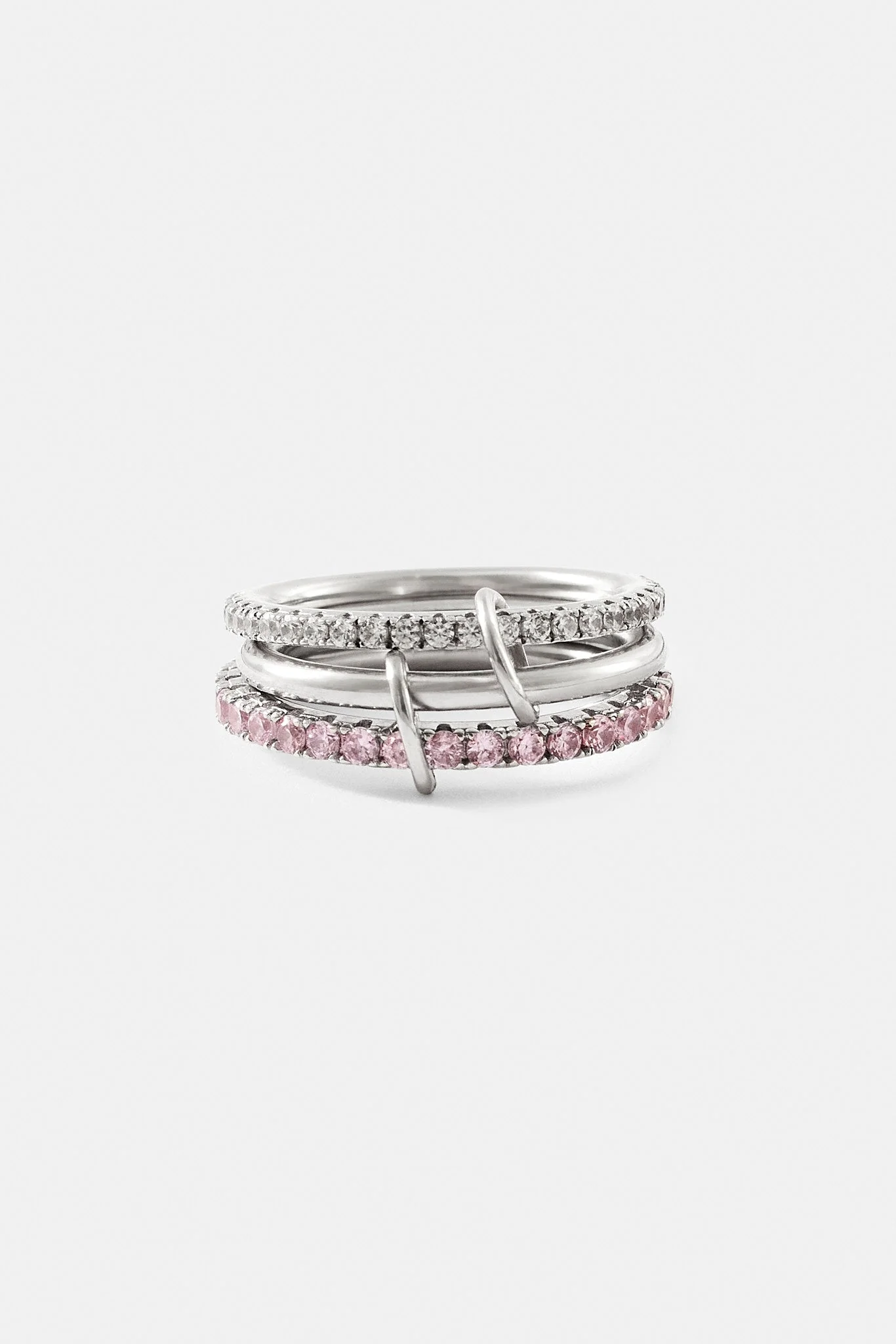 Pink & Clear Polished & Iced Mix Ring - 8mm - Image 3
