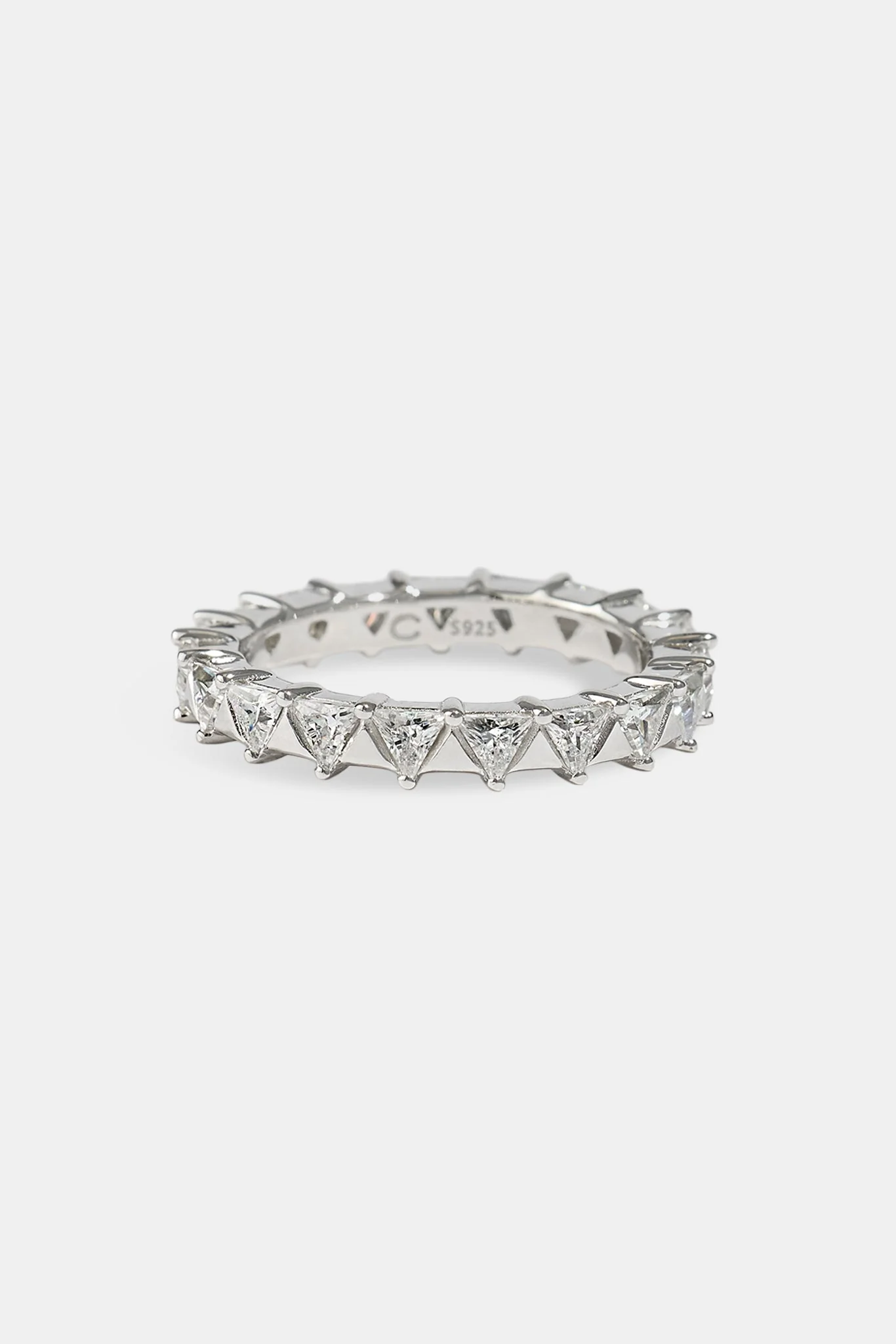 Polished & Iced Triangle Ring - 3mm - White Gold - Image 3