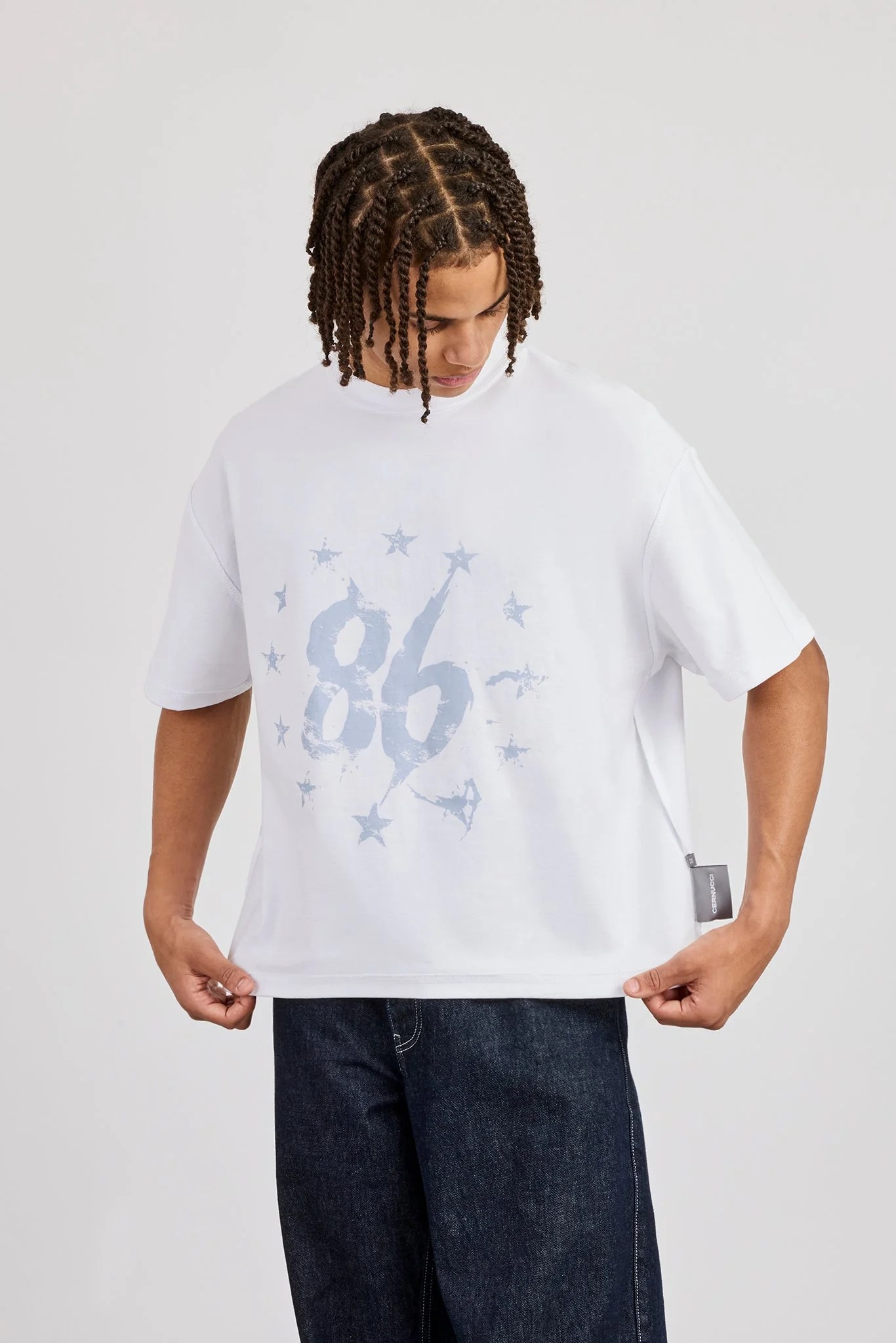 Reversible Cernucci Studio Graphic T-Shirt - White - Image 3