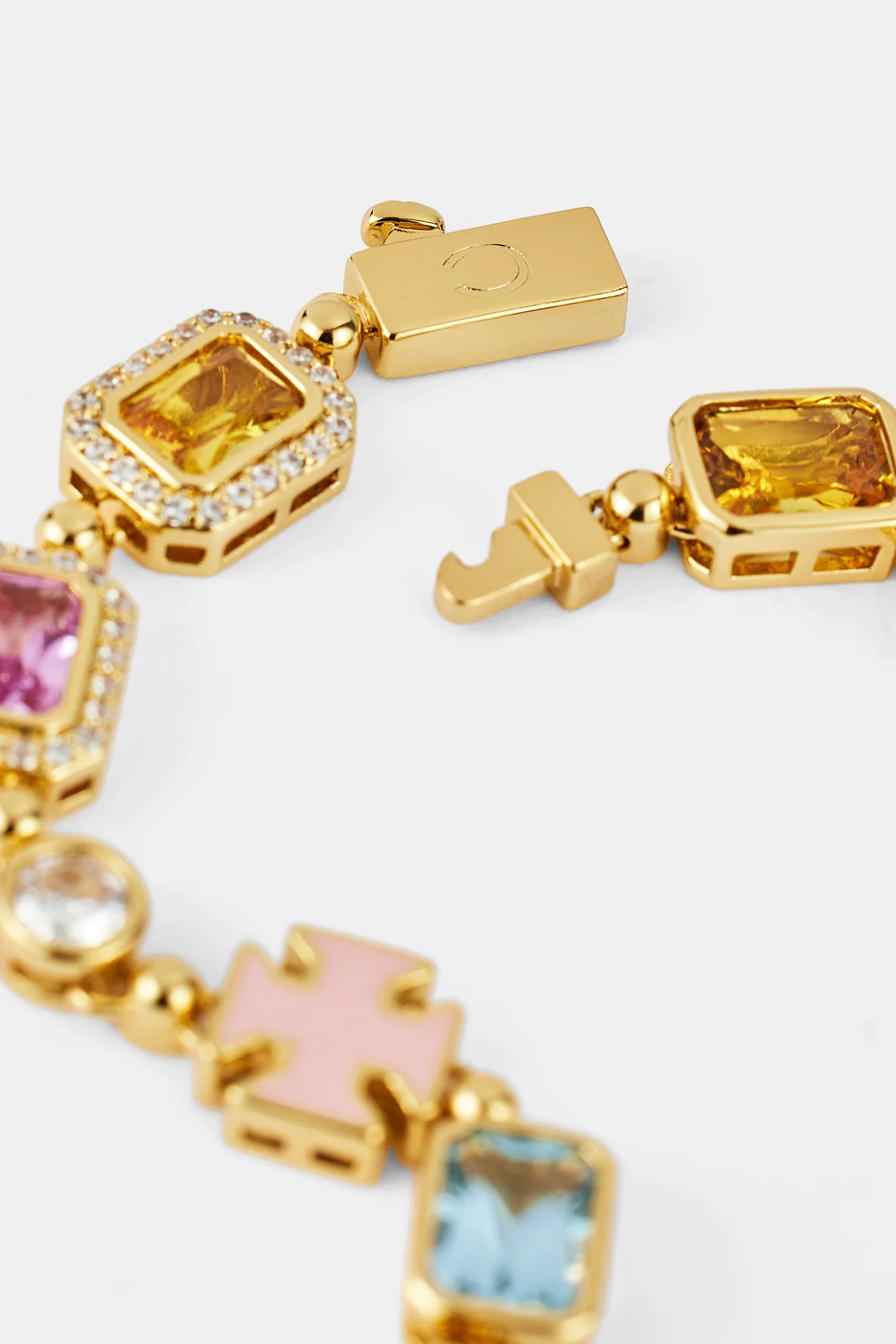 Pink Multi Gemstone Motif Necklace - Gold - 10mm - Image 4